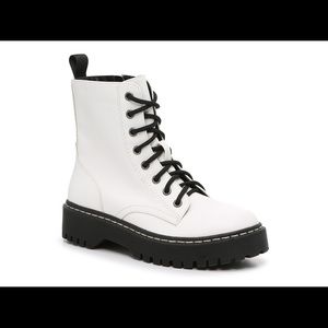 Steve Madden white combat boots